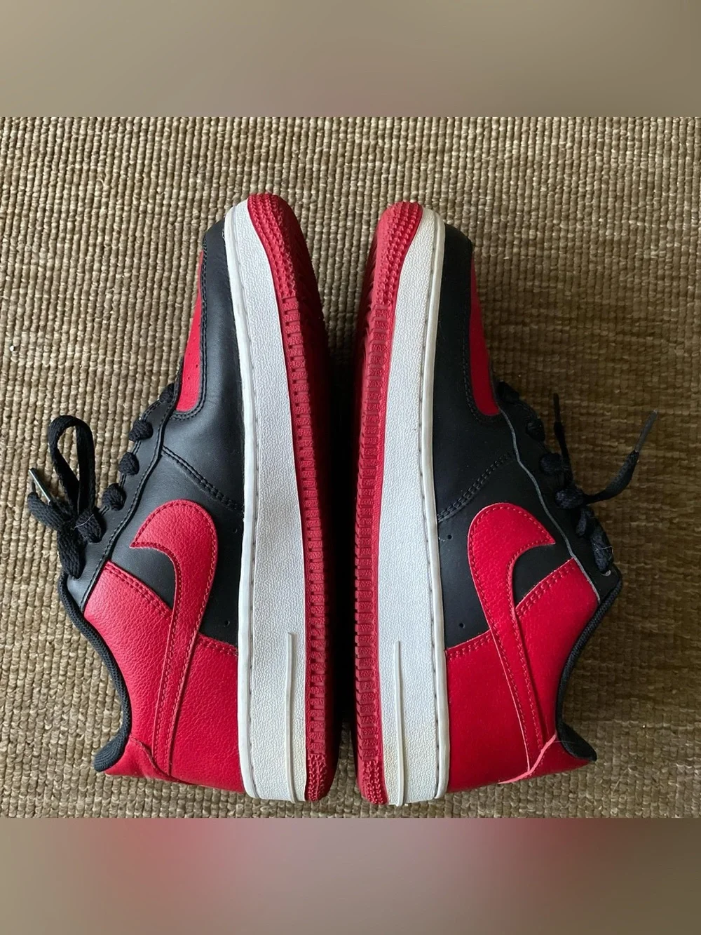 Nike Air Force ones Black and Red Low-Top Sneakers 5.5Y or women’s 7